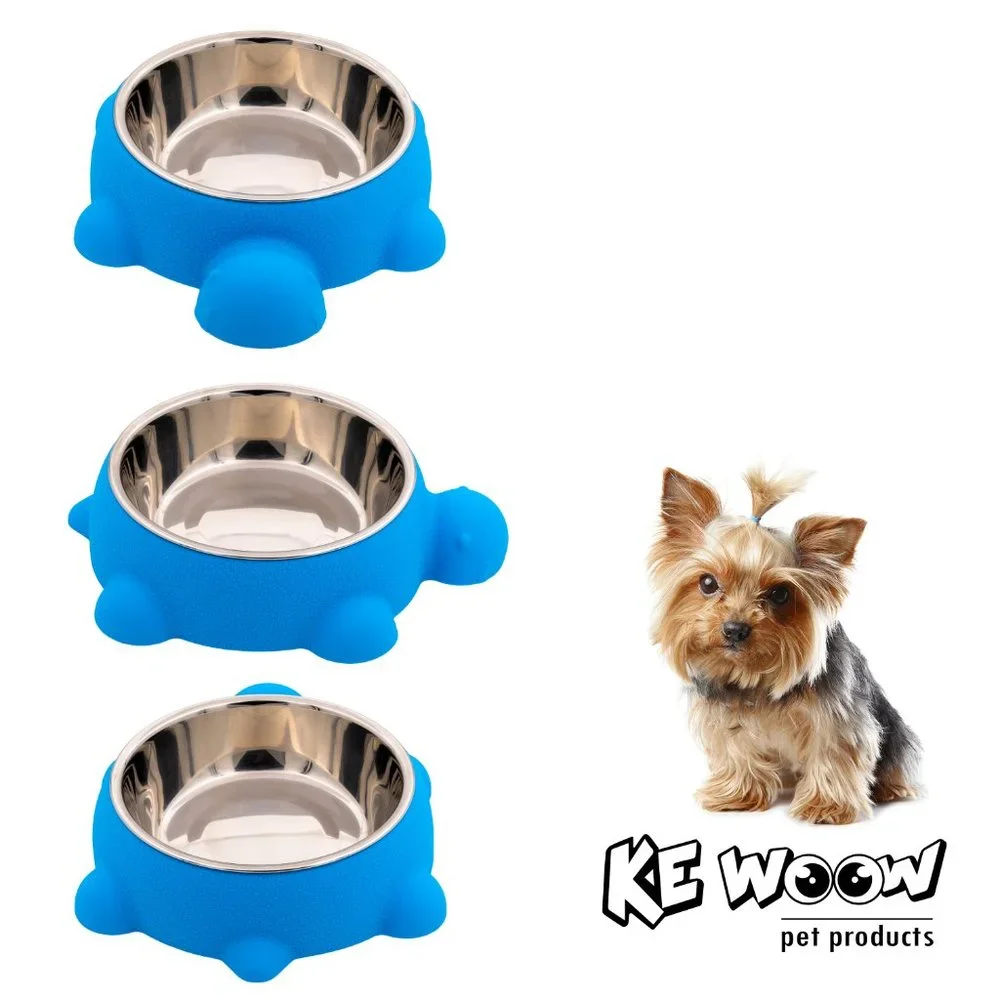 Turtle shape pet food or water bowl, Silicone and Stainless Steel